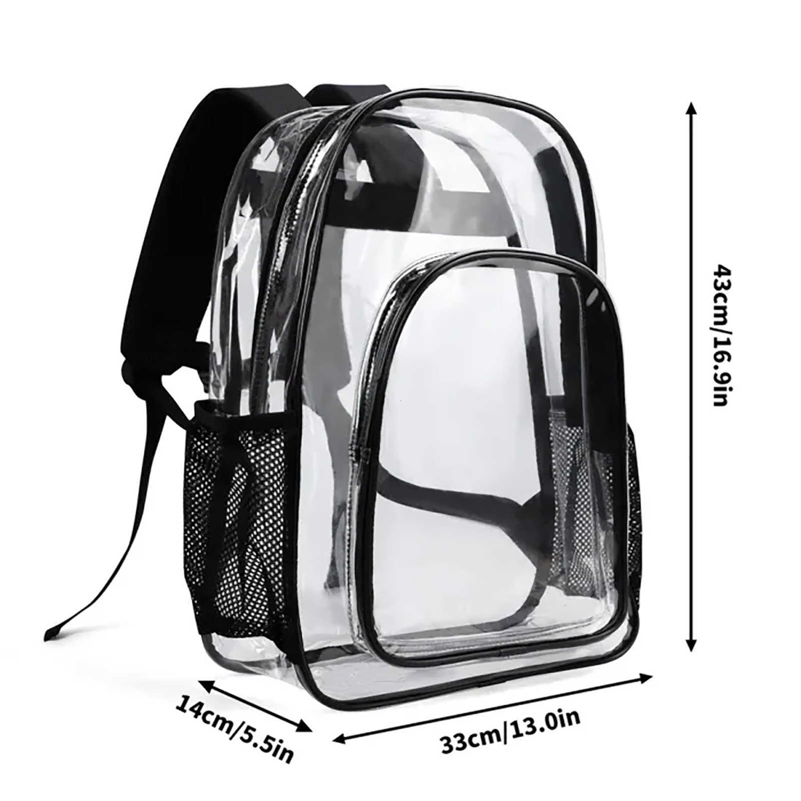 NXY Large 17 Inch Clear Bag PVC See Through Transparent School Backpack Designer Men Bags Computer Bookbag Student Schoolbag 250814