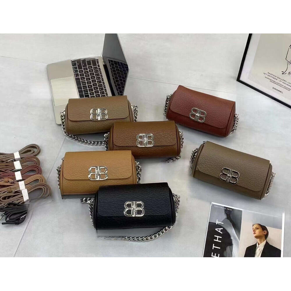 DHessentials Vintage Pillow Bag - Trendy Cylinder Crossbody Purse with Chain Strap, Stylish Underarm Bag for Women (Black/Taupe)