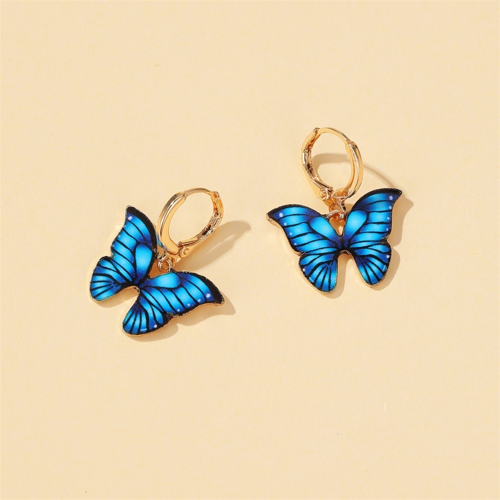New Colorful Earrings Ins Internet Celebrity Temperament Dreamy Butterfly Buckle Ear Jewelry