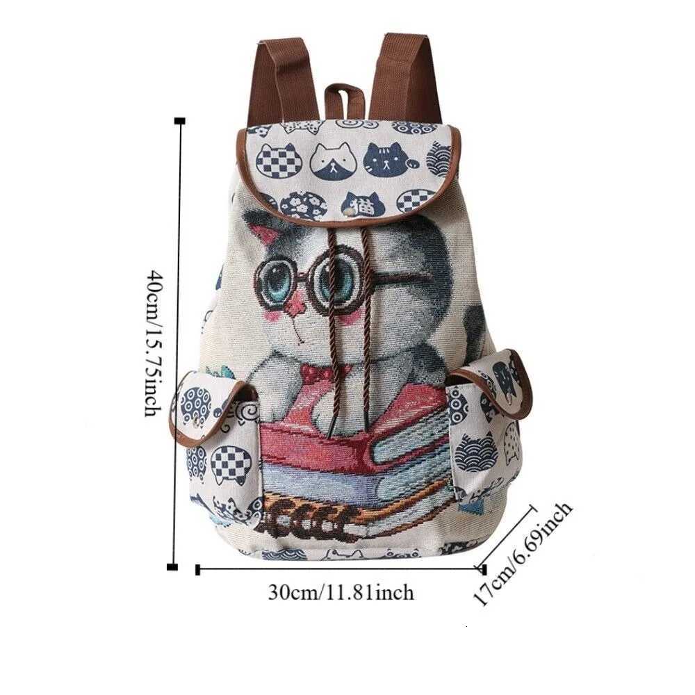Fashion Ethnic Style Embroidery Knapsack Casual Canvas Animal Drawstring Backpack Jacquard Elephant Owl Bucket Backpack Beach XJ250814