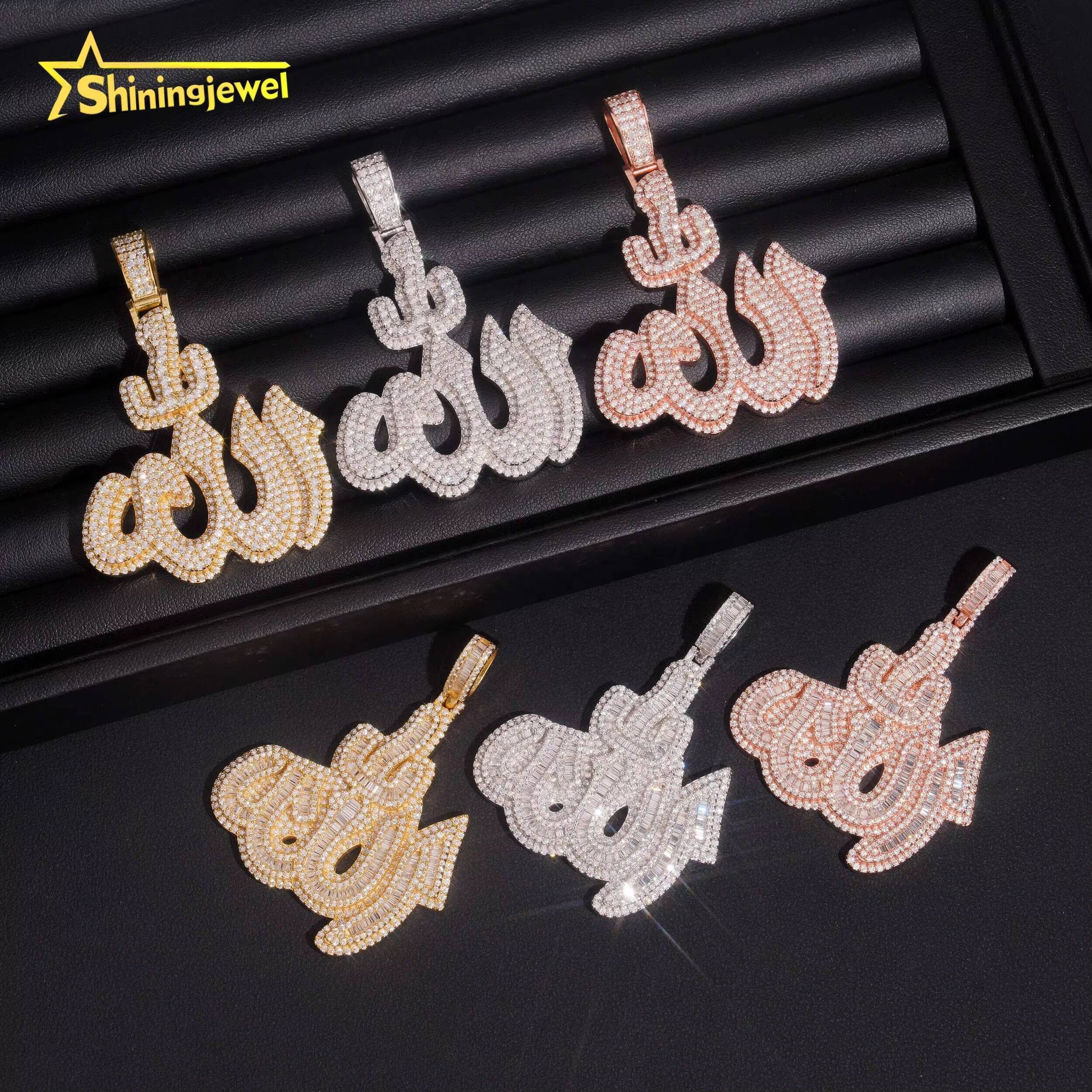 Fine Jewelry Top Quality Iced Out 925 Sterling Silver Mens Allah Moissanite Hip Hop Pendant