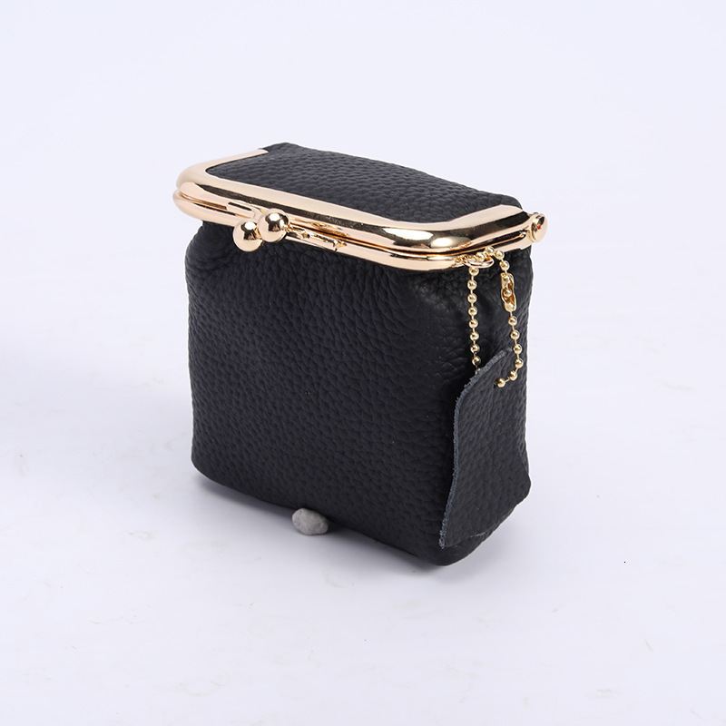 Genuine Leather Mini Lychee Pattern Lipstick Case Ins Style Multifunctional Storage Bag Coin Purse Wallet