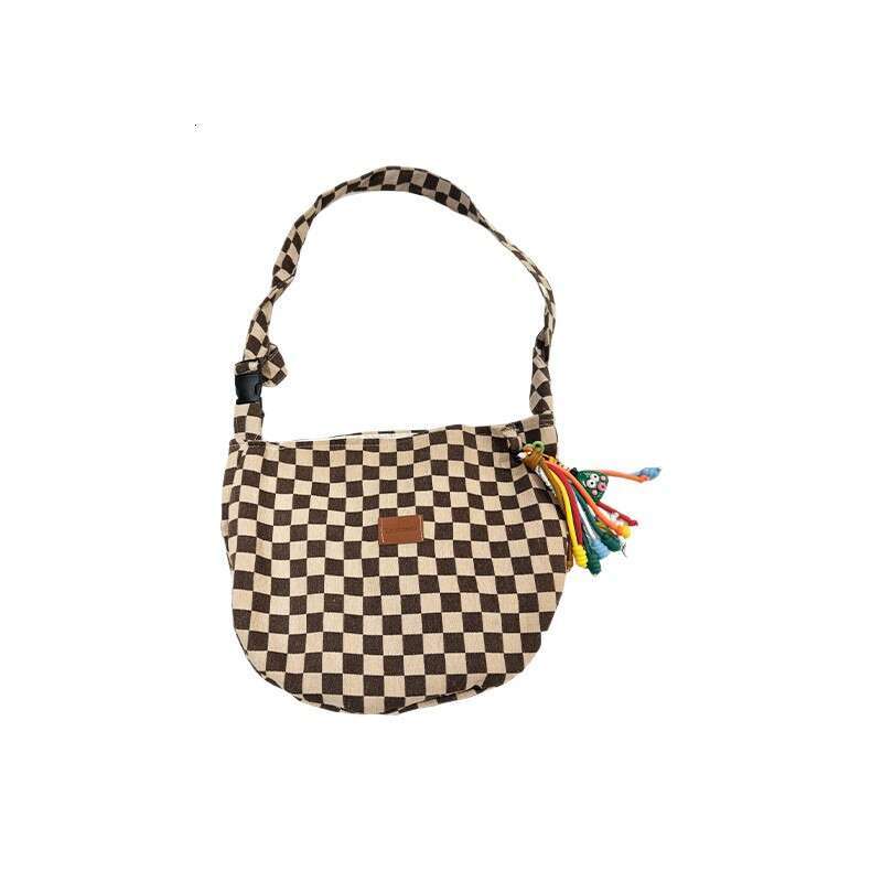 Korean Version Ins Style Sub Coffee Color Small New Large Capacity Shoulder Seaside Vacation Canvas Crossbody Bag