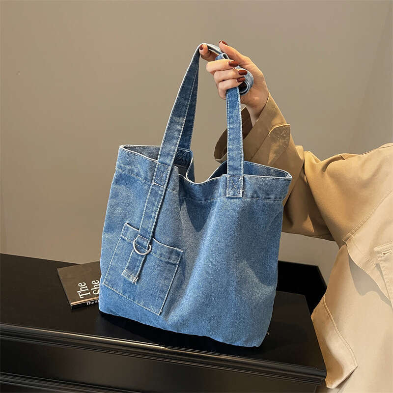 Denim Tote Bags Designer Women for Women New Large Capacity Shopping Shoulder Bag Simple Versatile Artistic Handbag