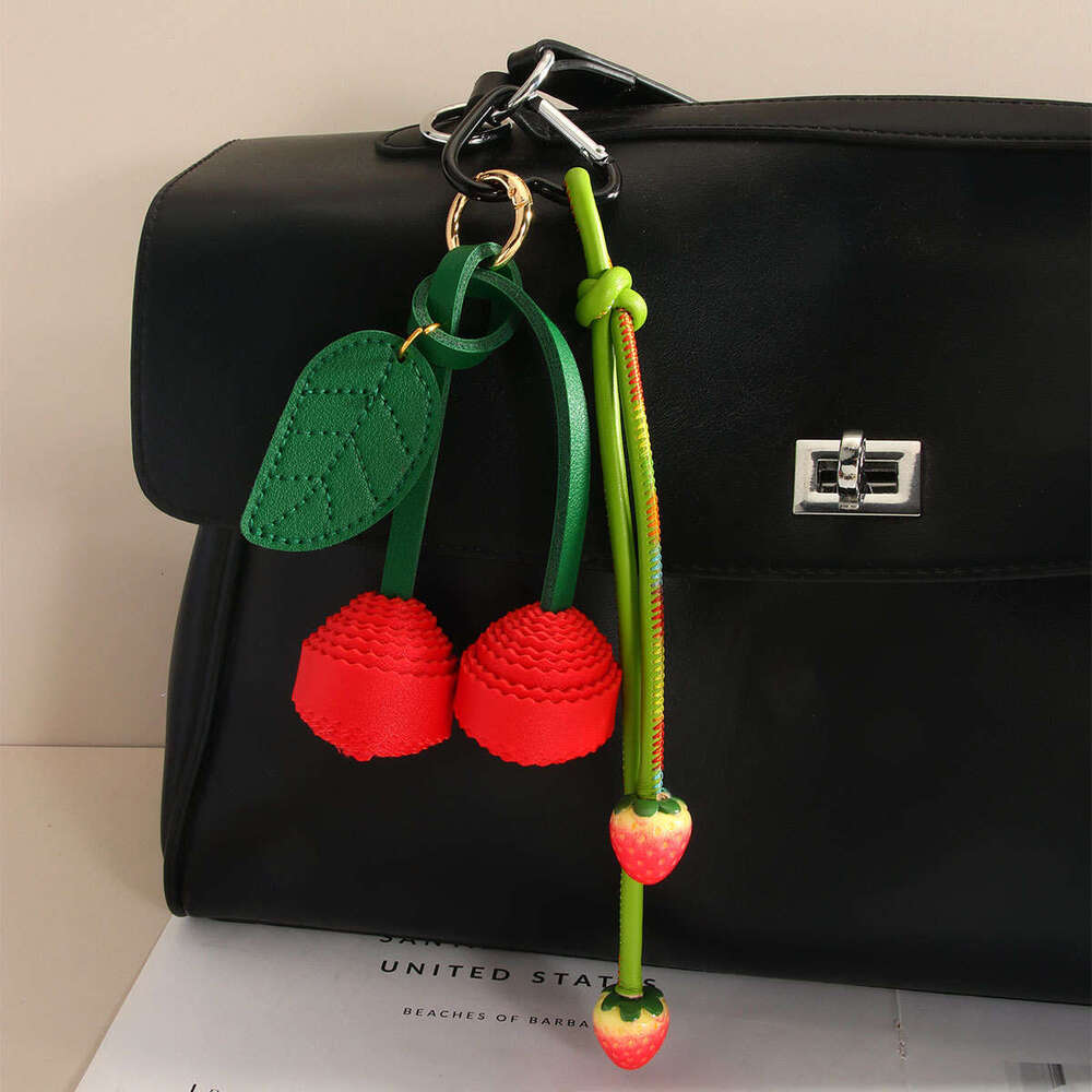 Bag Charms PU Cherry Women Ball Keychain Fashion Cute Strawberry Bag Pendant Decoration