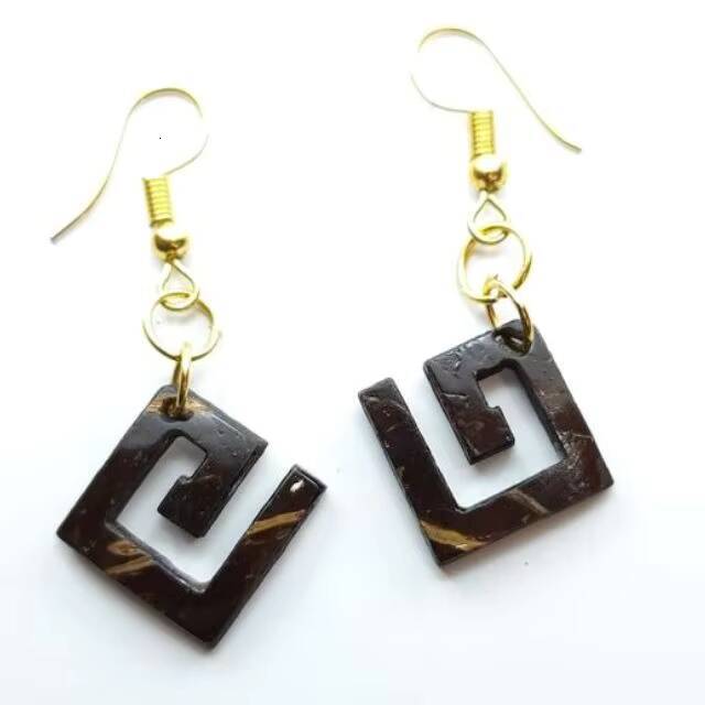 Environmental Natural Coconut Shell for Women Unique Design fashion Earrings Handmade by Vieam Merchants
