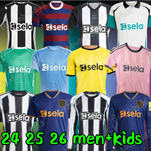 New 2025 2026 newcastl e united CARABAO soccer jerseys ISAK TONALI BLACK BRUNO G. Gordon BARNES 24 25 26 Home away WINNERS mens kids kit Football Shirts CUP FINAL BURN