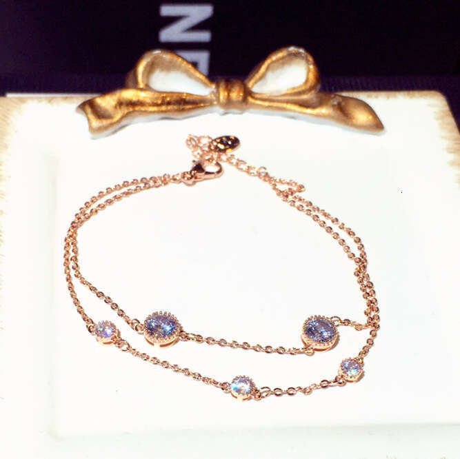 New Fashion Design Japanese and Korean Style Bracelet Super Shiny Zircon Double Layer Elegant Versatile Bangle Jewelry for Women S00319