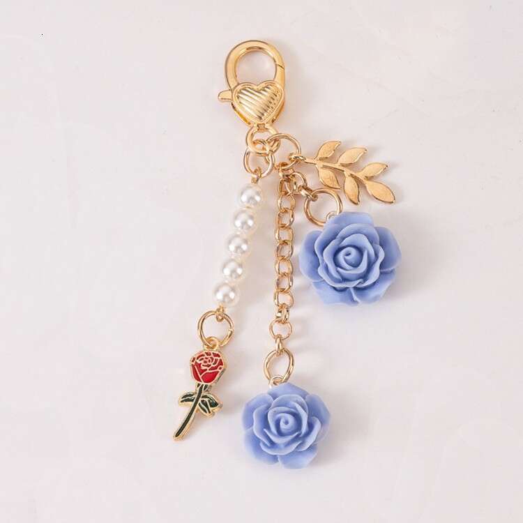Ins Rose Flower Resin Camellia Alloy Door Buckle Keychain Accessories USB Flash Drive Pendant Car Hanging Decoration