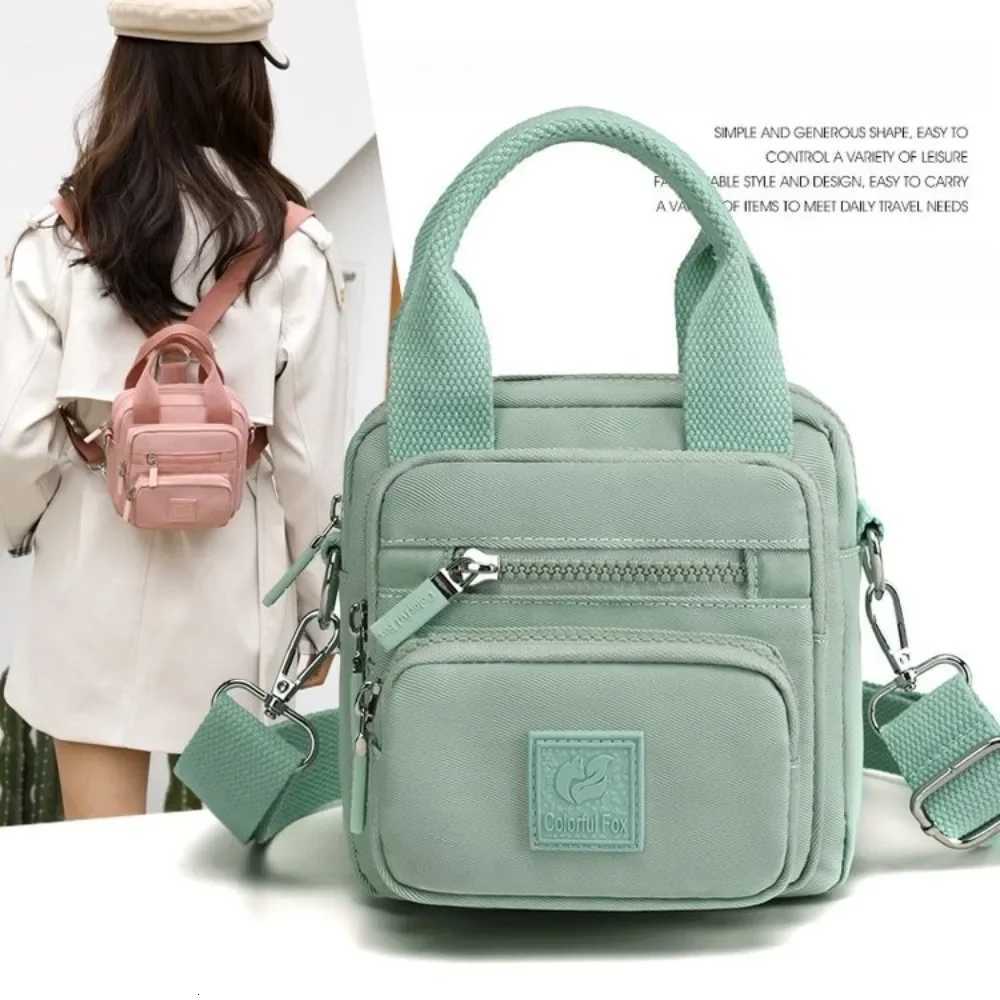 Fashion Nylon Womens Backpack Solid Color Waterproof Small Backpack Multi-functional Shoulder Bag Outdoor XJ250814