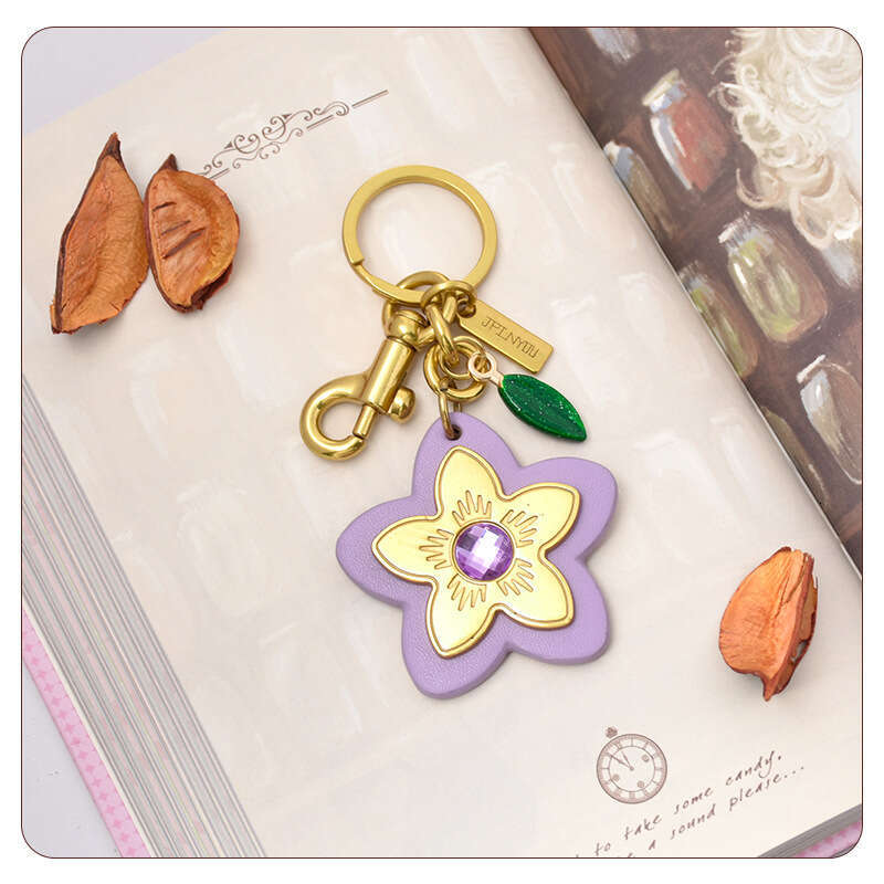 Ins Super Popular Keychain Women's Bag Accessories Camellia Car Key Pendant Valentine's Day Gift