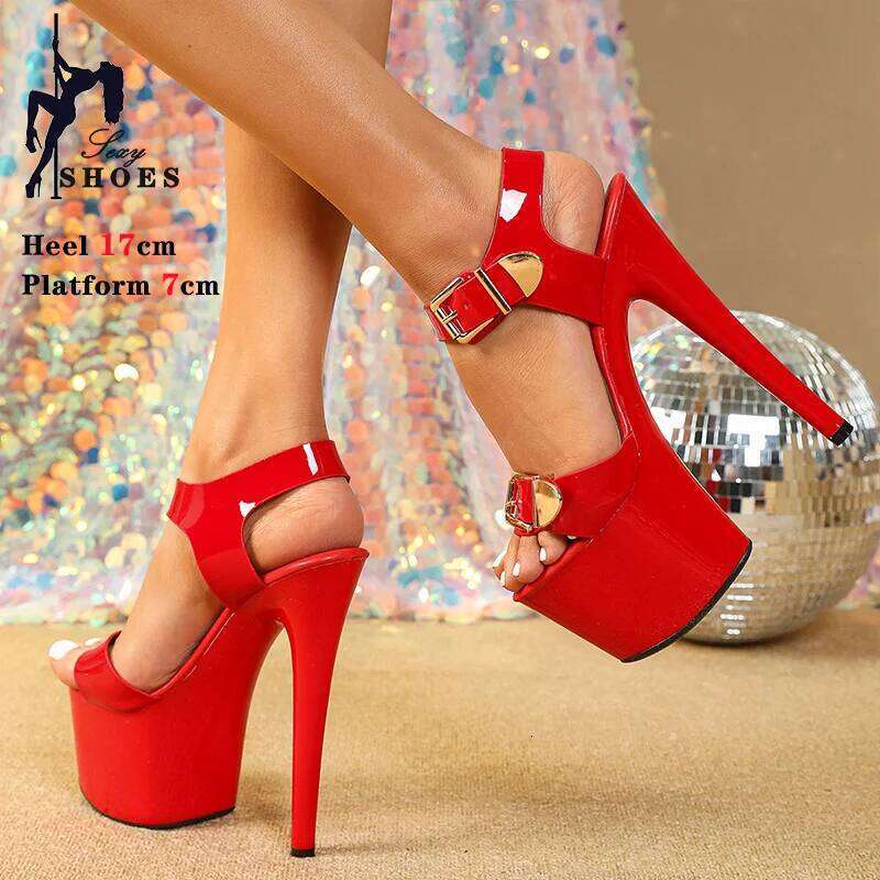 New 17CM Elegant Women Platform High Heeled Sandal Woman Buckle Fashion Trendy Women's Design Shoes Party 2024 Large Size