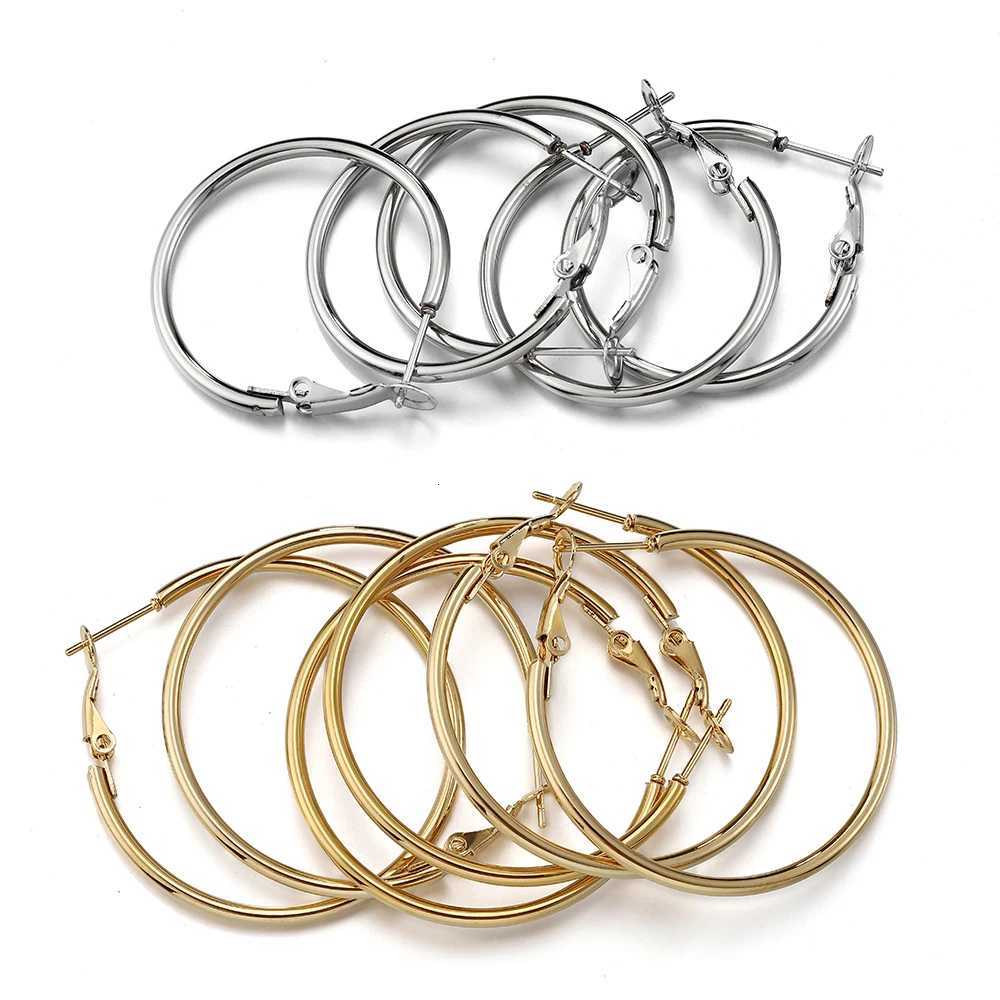 10pcs 2pcs Stainless Steel Round Big Circle Hoop Earrings Hoops Gold Color Earrings Fashion Women Jewelry Making DIY Accessories XJ250814