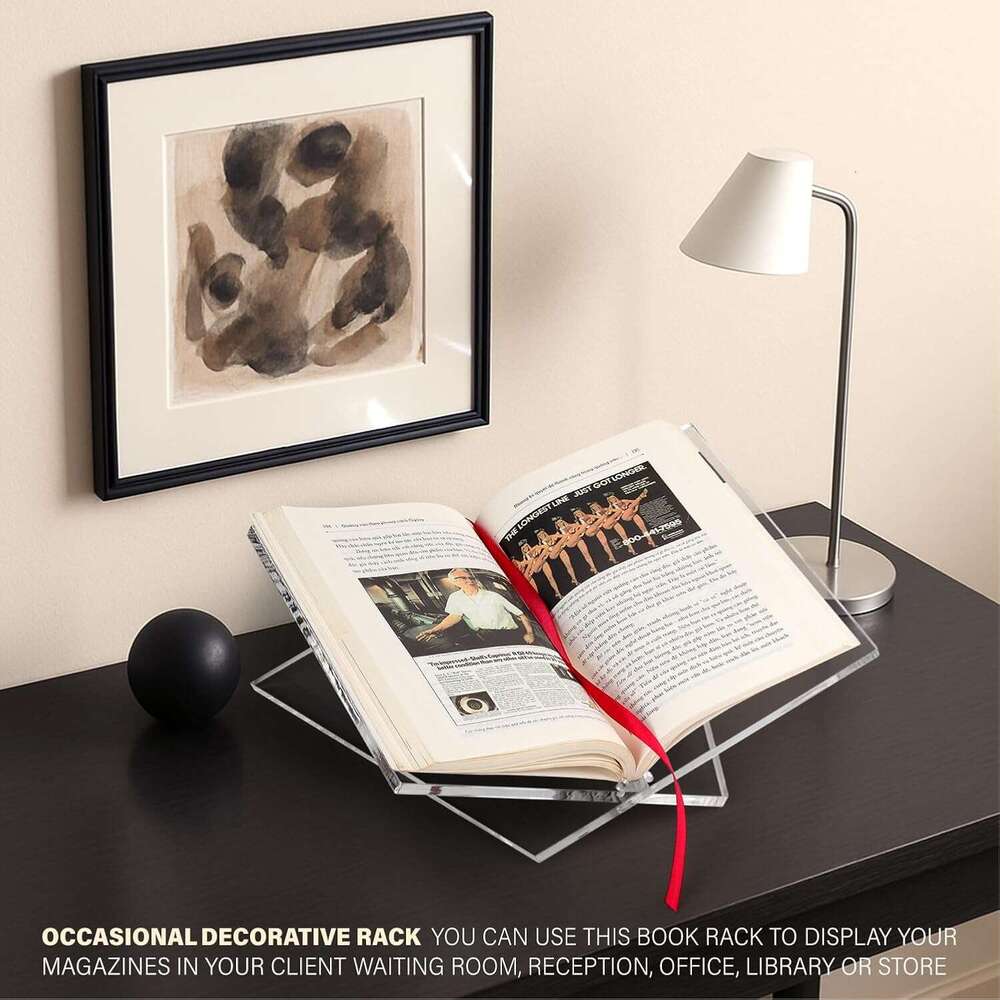 Large Clear Acrylic Stand Reading and Display, Foldable Holder Cookbooks, Art Books, Bibles, Magazines Open Book stand for Kitchen, the front stopper 