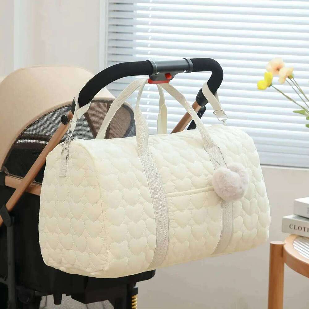 Newborn Baby Care Mummy Shoulder Bag Embroidery Quilted Stroller Diaper Storage Organizer Large Handbags