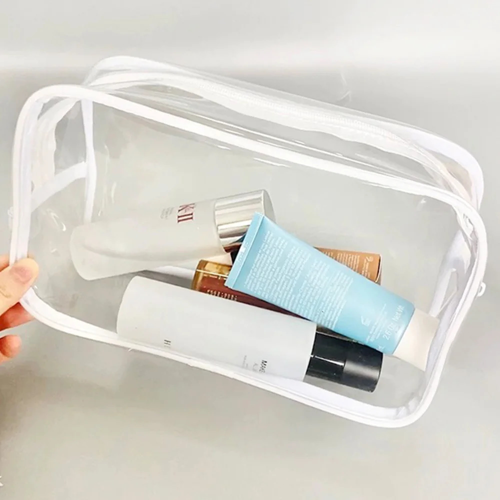 PVC Transparent Waterproof Makeup Bag Small Large Clear Cosmetic Bags Portable Travel Toiletry Wash Organizer Case Storage Pouch 250812