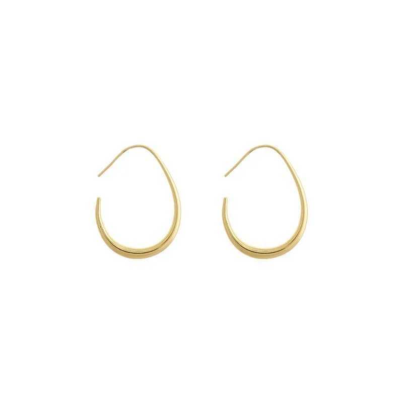 925 Sterling Silver Golden Ellipse Wedding Hoop Earrings For Women Ladies Luxury Female Jewelry Money 925 Silver Jewelry XJ250814
