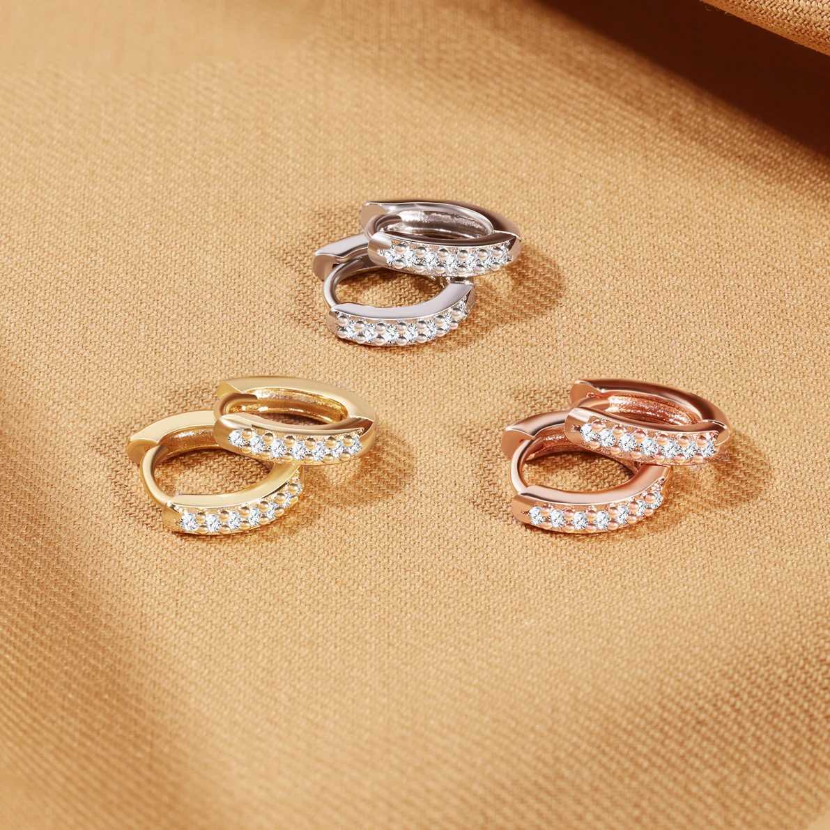 2/6PCS 316L Stainless Steel Minimalist Hoop Earrings Crystal Zirconia Small Cartilage Helix Tragus Piercing Jewelry for Women XJ250814