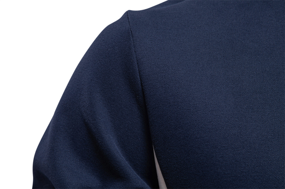 Men's Long Sleeve Patchwork Hoodie Slim Fit Casual Pullover Round Neck Sportswear Top European size: S-2XL