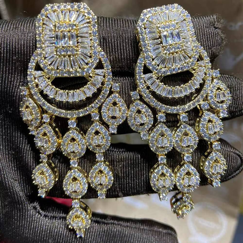 HIBRIDE Large Water Drop Exaggerated Earrings for Women Full Micro Pave Zirconia Wedding Party Jewelry Bijoux E-747