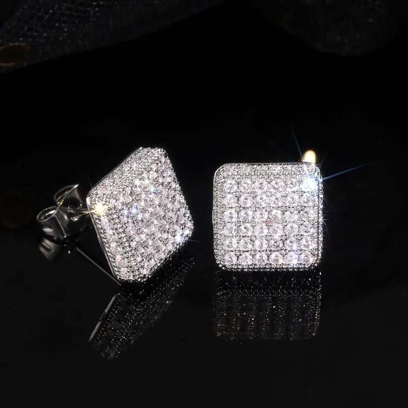 CAOSHI Cubic Zirconia Stud Earrings for Women Square Daily Wearable Accessories Versatile Wedding Party Jewelry 250812