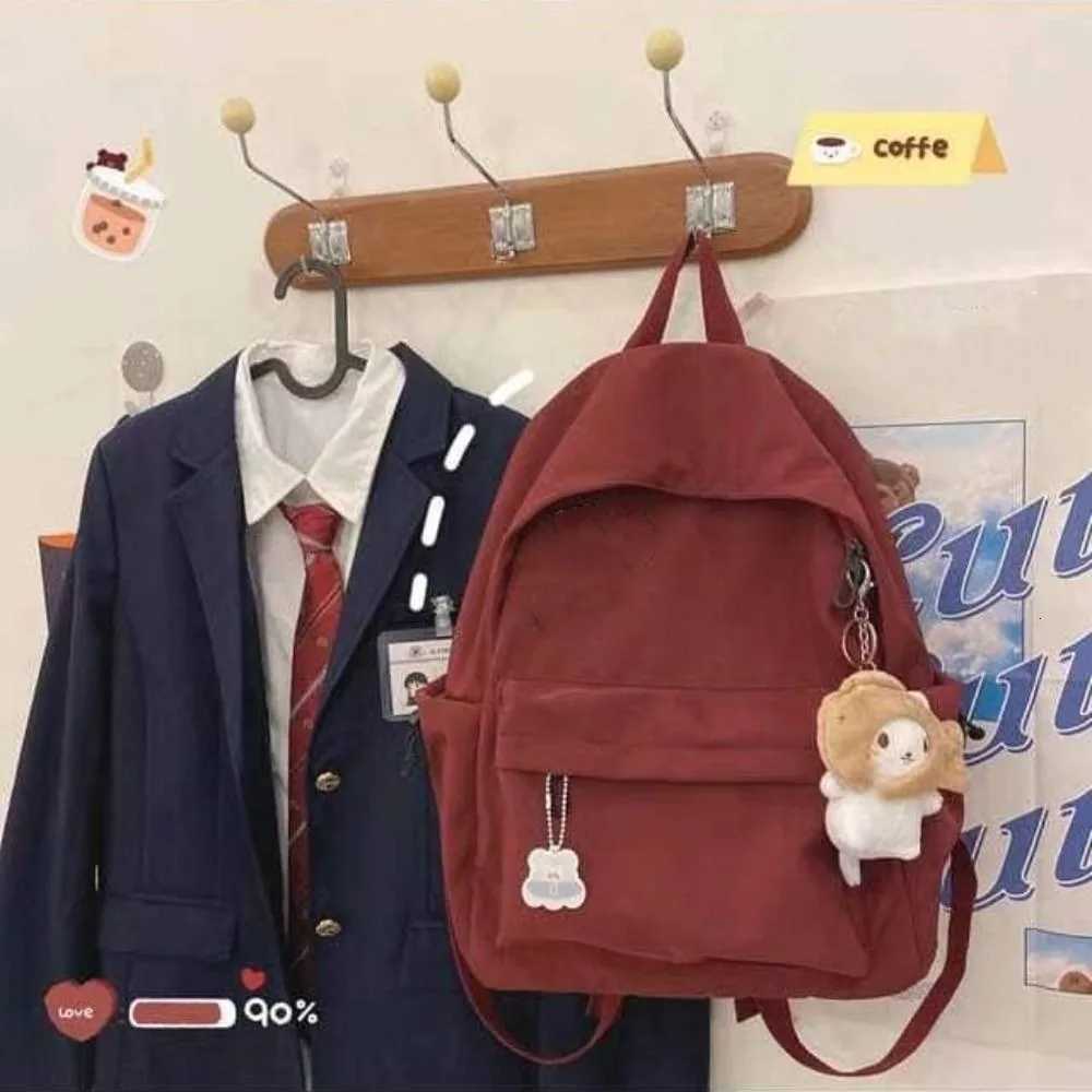 New High School Students Backpack Solid Color Large Capacity School Bags Waterproof Womens Backpack for Teenagers XJ250814