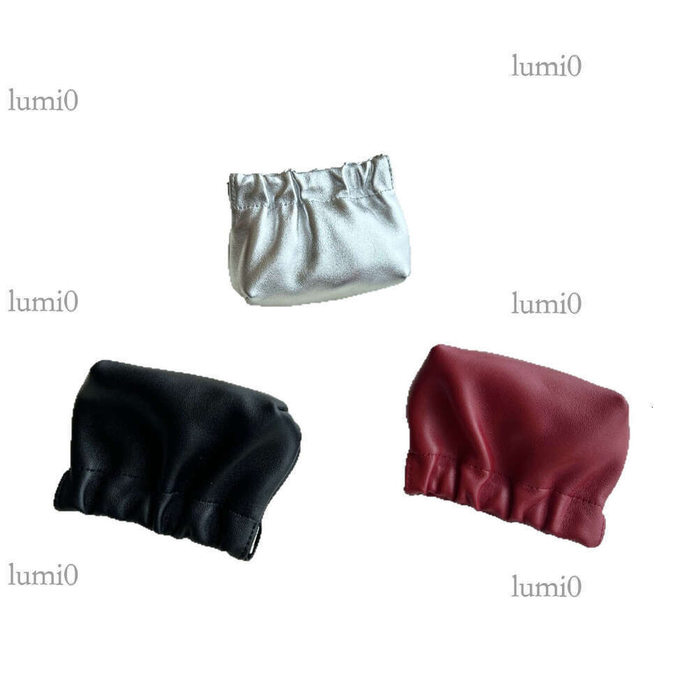 INS Sheepskin Purse Simple Wrinkled Clip Multi-functional Genuine Leather Large Capacity Earphone Coin Storage Lipstick Bag