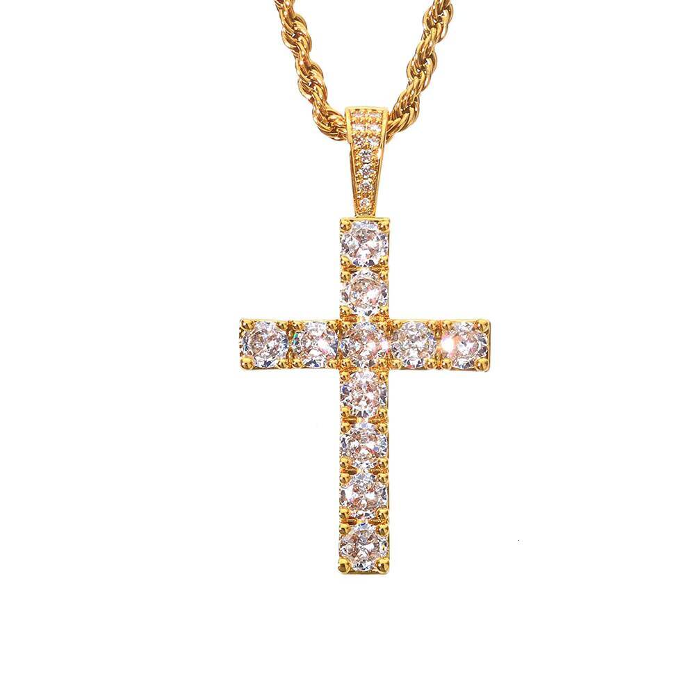 Hip-Hop Large Cross Necklace Men's Cross-Border Jewelry Zircon Personality Pendant