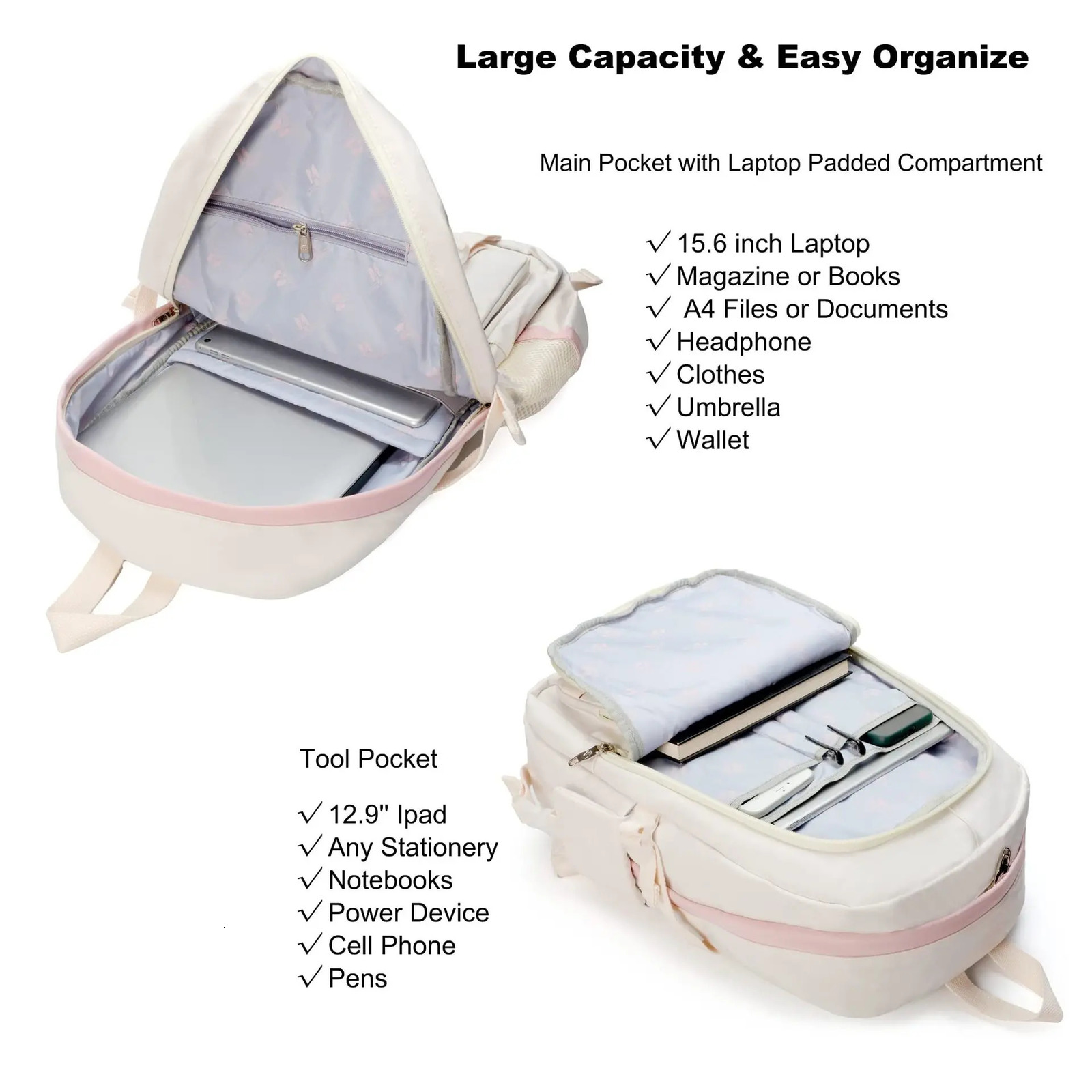 Womens backpack Large-capacity Waterproof Nylon Fashionable Schoolbag For Girl Backpack College Student Computer Bag 250813