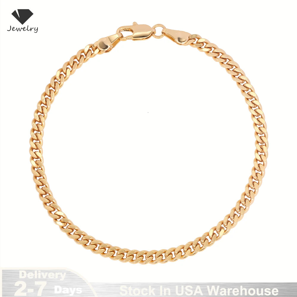 18K Gold Plated Bracelet 925 Sterling Silver Jewelry 5mm Miami Cuban Chain 20cm for Men Women Gifts Punk Style Waterproof USA 250813