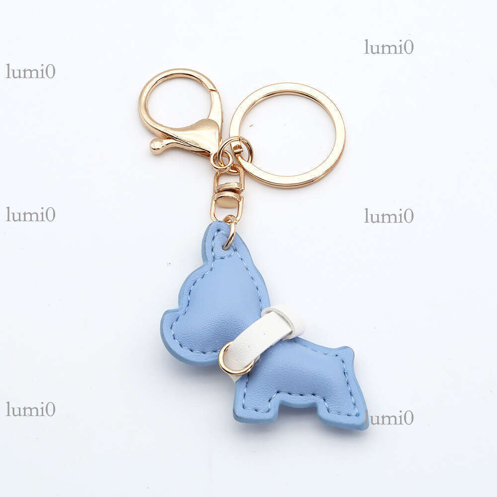 Creative Mini French Bulldog Puppy PU Leather Car Keychain Internet Celebrity Pendant Bag Accessory