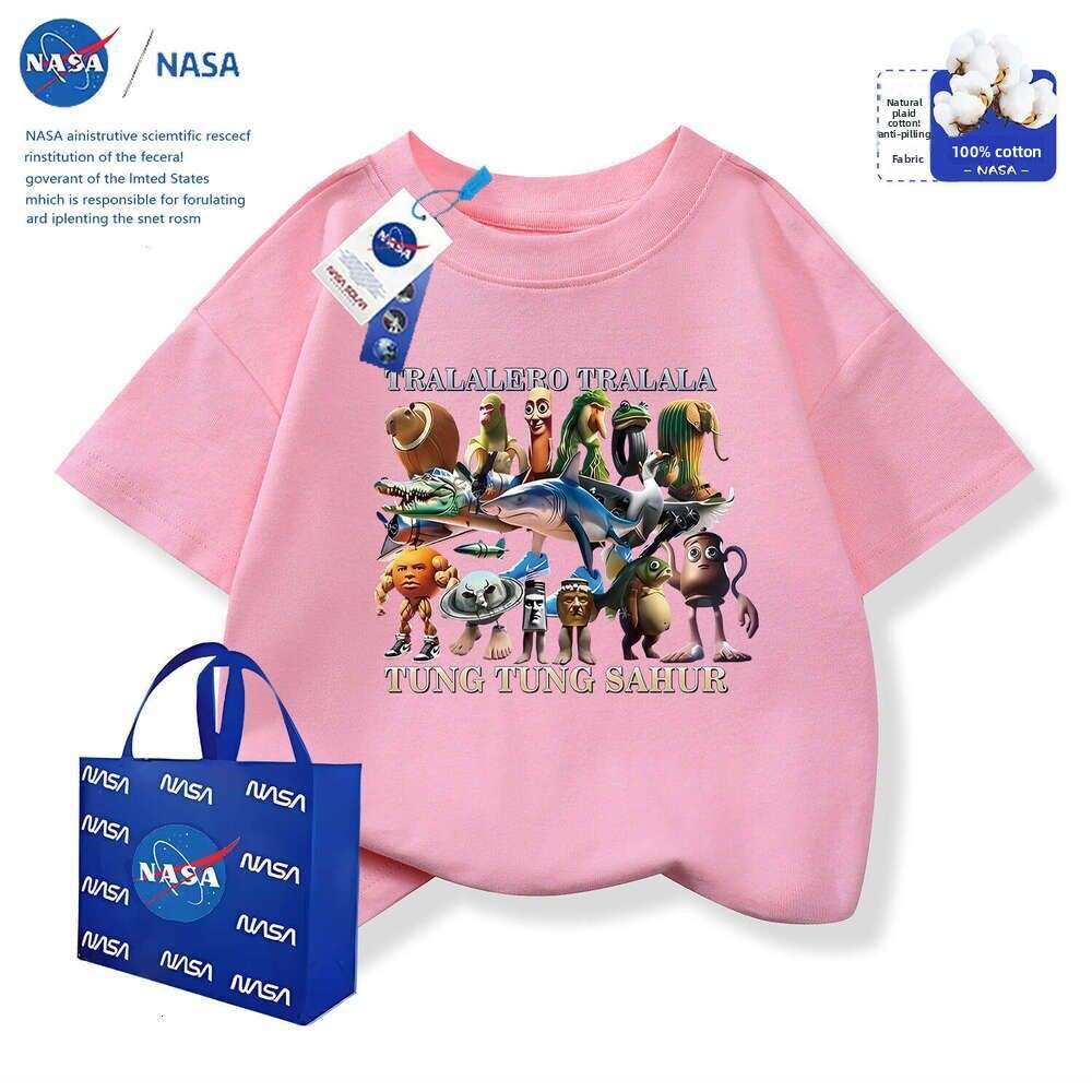 Kids Designer Clothes Cartoon Printed Classic of Mountains and Seas T-Shirt Children NASA 2025 Summer Collaboration Boys Girls Combed Cotton Soft Shor