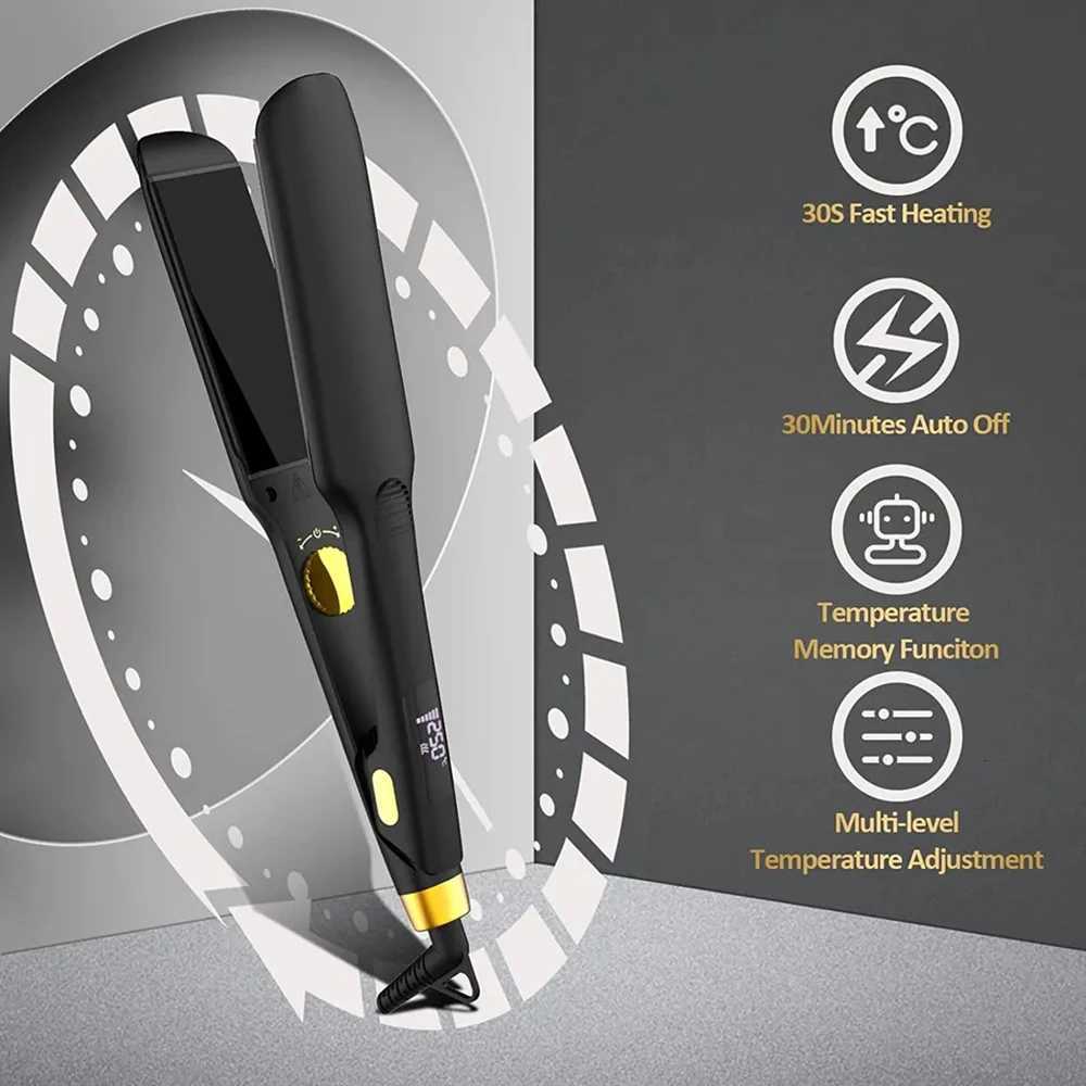 Max 250./480 Professional Hair Straightener with Negative Ion Generator Ceramic Coating Wide Plates LCD Flat Iron MCH Heating W250814