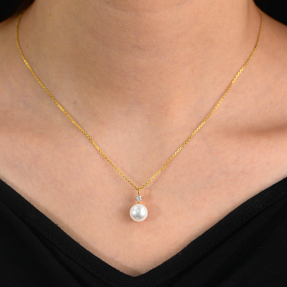 S Pure Sier Natural Pearl Inlaid with Dias Elegant Collarbone Chain High-end Bread Bead Pendant Necklace for Women Jewelry for Women