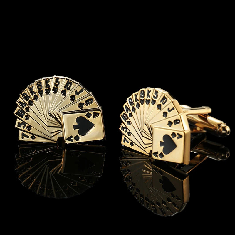 Quality Gold Color Cufflinks Retro Pattern Poker Bird Knot Fish Bullet French Shirt Cuffs Suit Accessories Wedding Jewelry 250812