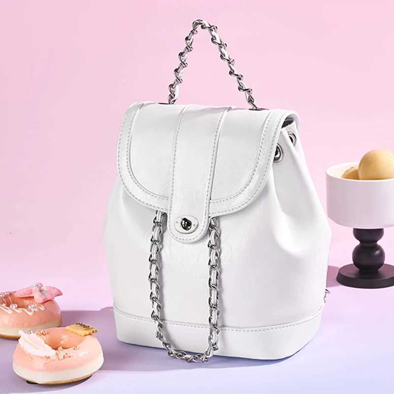 Womens Fashionable Simple Chain Backpack Small and Convenient Backpack Versatile Commuter Handbag XJ250814