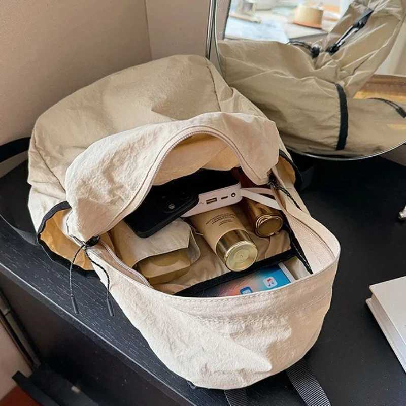 2025 New Junior High School Student Schoolbag Women Backpack Cloth Bag Casual Fashion Pleat High-Grade Backpack Women XJ250814