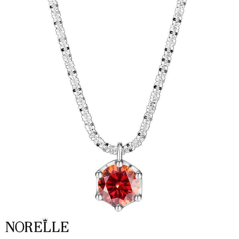 Hot Selling S Sterling Sier Women's 1-2ct Gra VVS Sexangle Pendant Necklace Fine Jewelry Moissanite Colorful