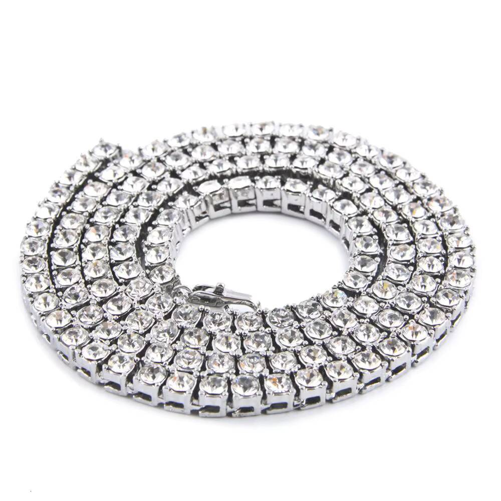 Wholesale Chain Rhinestone Black Tennis Gold Plated Necklace Low MOQ Hip Hop Men Jewelry