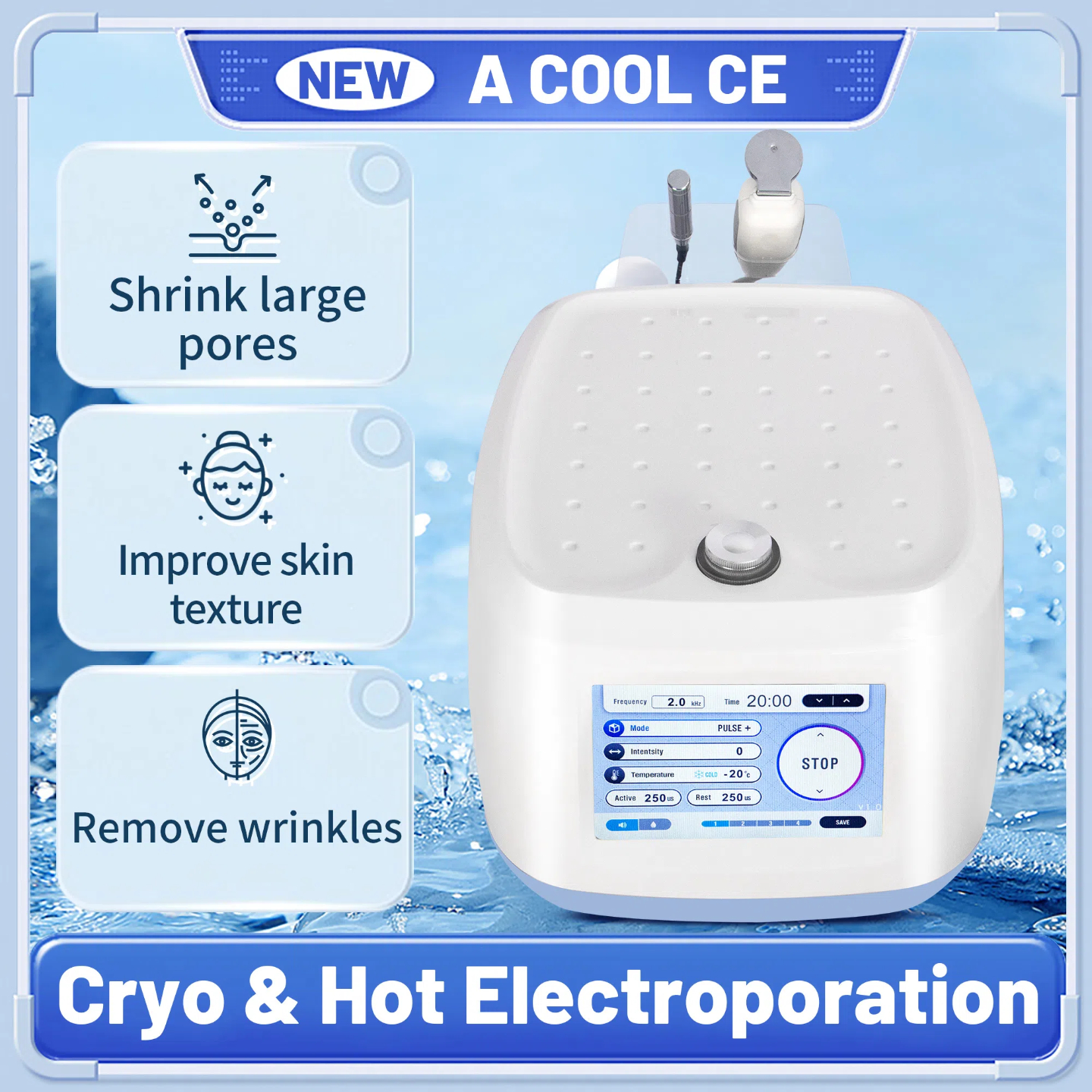 Facial Skin Lift with Hot/Cold Massage & Electro-Cryo Technology for Enhanced Toning Multi-Functional Beauty Equipment