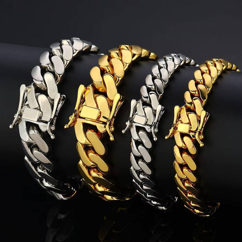 Wholesale hip hop necklace accessories smooth Cuban chain personalized bracelet hot selling