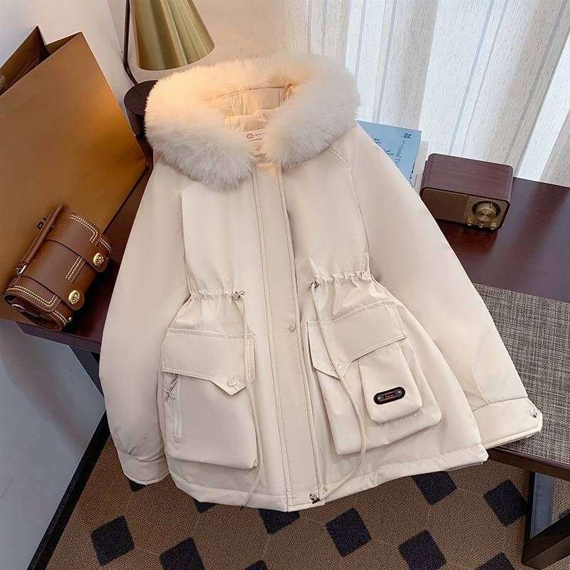 Women Winter Jacket Parka Warm Loose Long Coat Wool Liner Hooded Jacket Clothes Fur Collar Thick Snow Wear Fashion Padded Parka