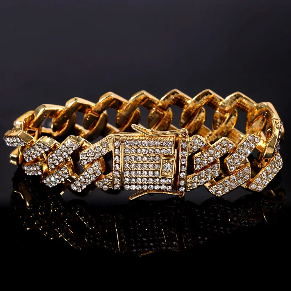 Punk 20MM Prong Heavy Cuban Ankle Chain For Women Iced Out Rhinestones Paved Miami Cuban Link Chain Anklet Bracelet Jewelry Gift 250813