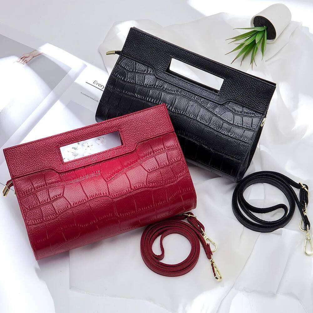 Alligator Pattern Women Cow Leather Clutch Bag Ladies Real Cowhide Tote Handbag Crocodile Shoulder Or Crossbody Bags