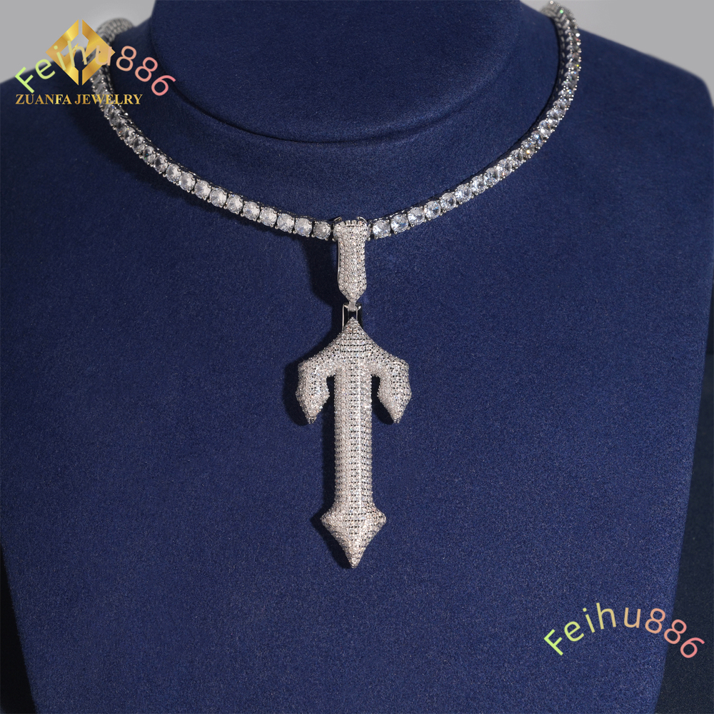 GRA Certificate Hip Hop Rhodium Plated Charm Pendants Custom Iced Out 925 Silver VVS Moissanite Jewelry Diamond Cross Pendant