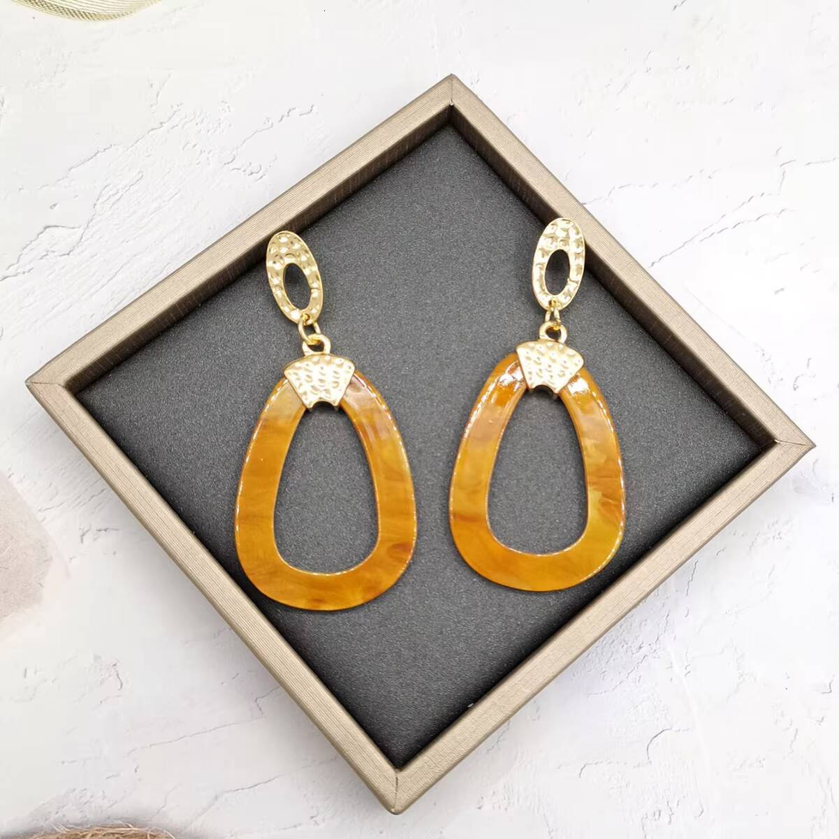 Bohemian Resin Metal Earrings for Women New Cross-Border Jewelry Design