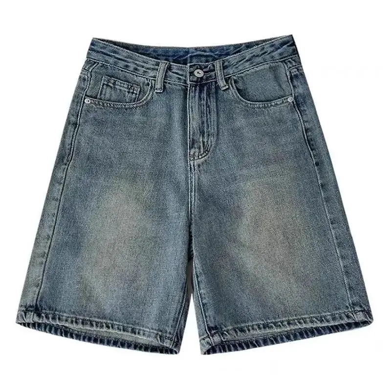 Spring Summer Women Casual Denim Shorts Fashion Female Wide Leg Short Jeans Knee Lenght Denim Pant Women High Waist Shorts Girls 250813