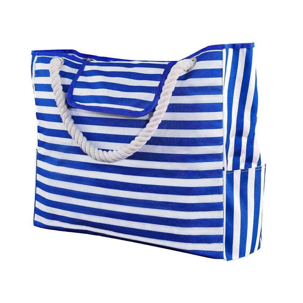 Striped And Printed Beach Vacation Travel Tote Waterproof Sandproof Pool Bag Multi-functional Utility Large Capacity Handbag