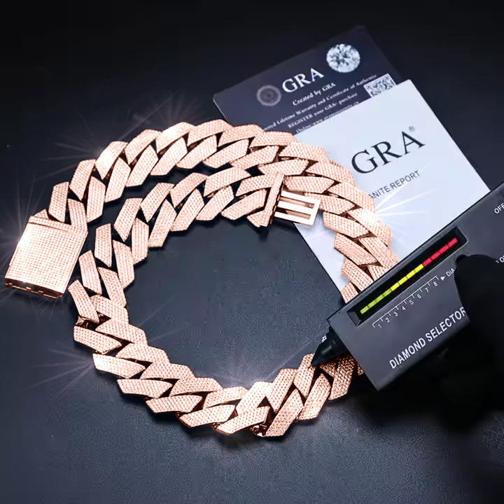 New 15mm VVS Moissanite Dia k Necklace Sterg Sier Miami Hip Hop Cuban Chain Jewelry for Women Through testing, free home delivery is available.