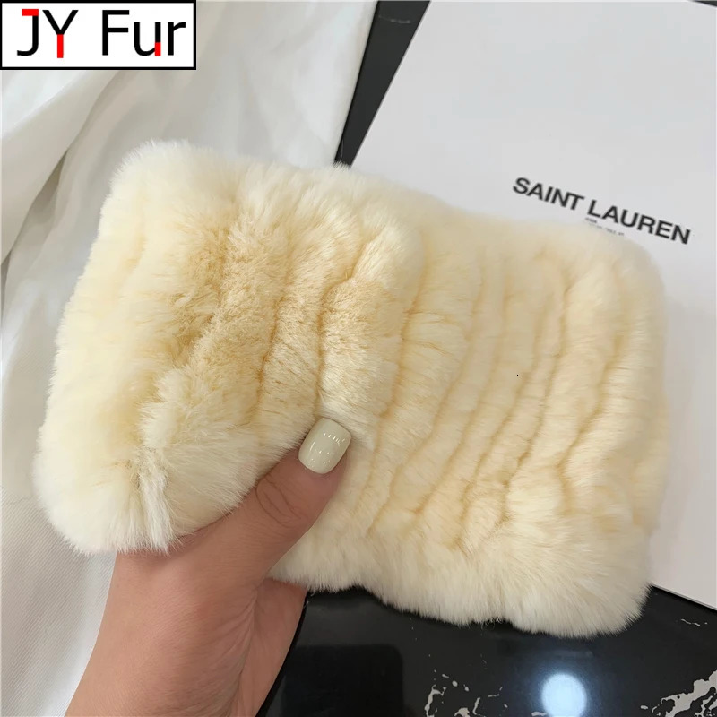 Women fur Handmade Stretch fur scarf Knit Genuine Rex Rabbit Fur Headbands Girls Natural Fur Ring Scarves Winter 250808